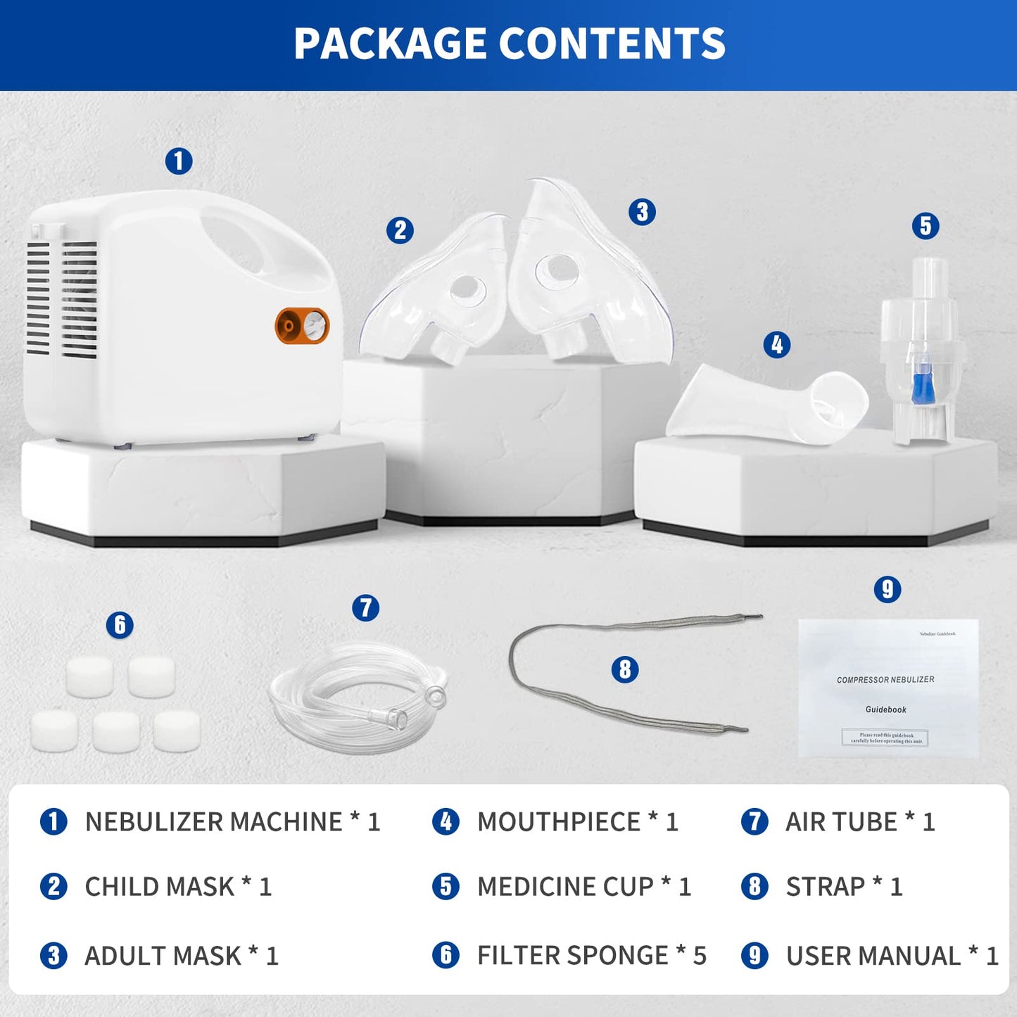 Accistella Nebulizer Machine, Direct Interface Nebulizer, Portable Compressor Nebulizer, Home Jet Nebulizer Personal Steam Inhaler for Adults & Kids