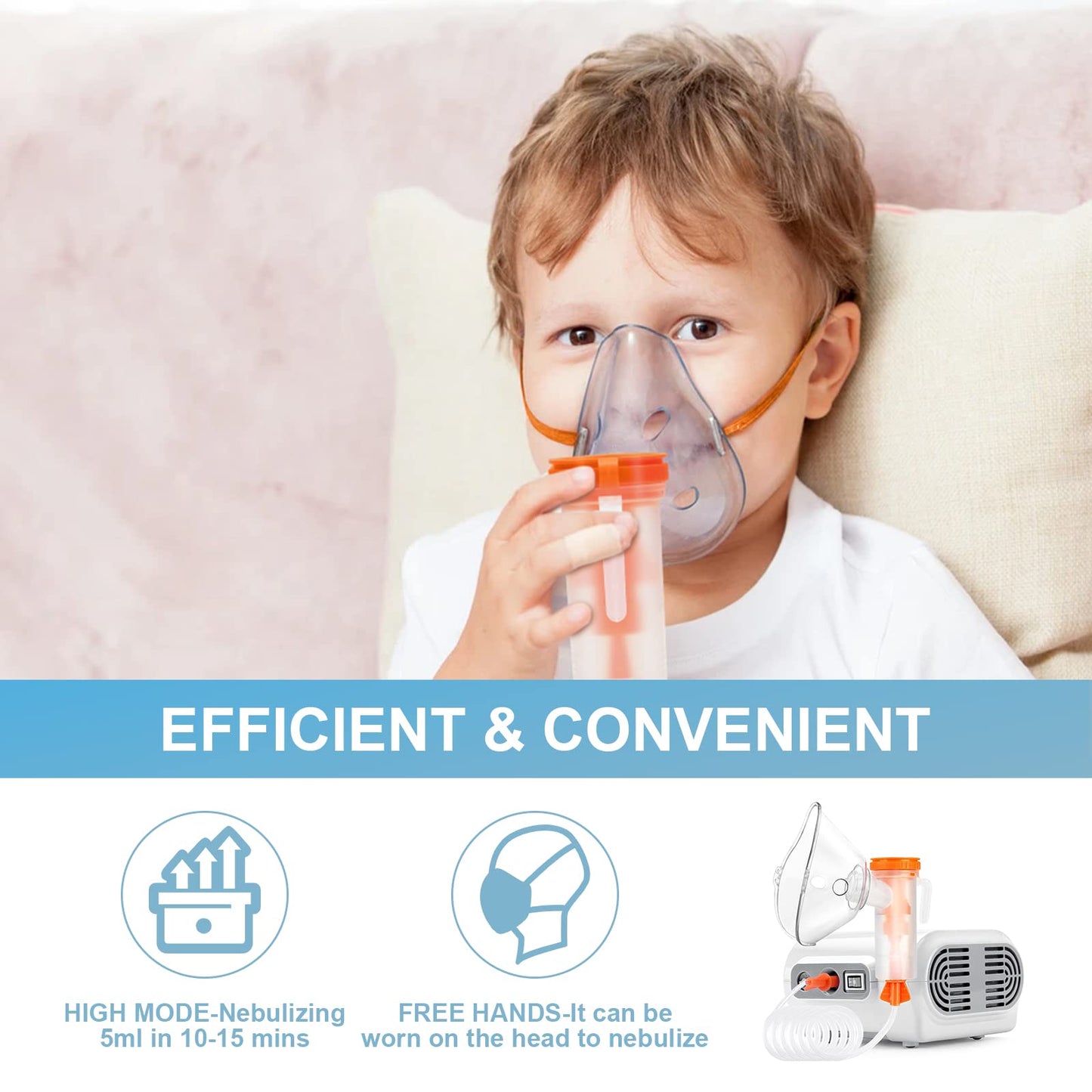 LANVID Nebulizer Machine,Portable Compressor Nebulizer Machine for Adults and Kids, Cool Mist Steam Inhaler for Breathing Problems with 1 Set Accessory