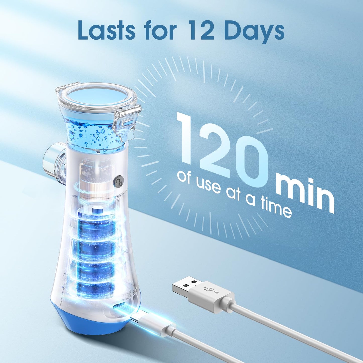 vegamile Portable Nebulizer Machine for Adults Kids, USB Rechargeable with Fine Atomized Particles,2 Working Modes,Effective Mesh Treatment of Breathing Problems Home Office Travel