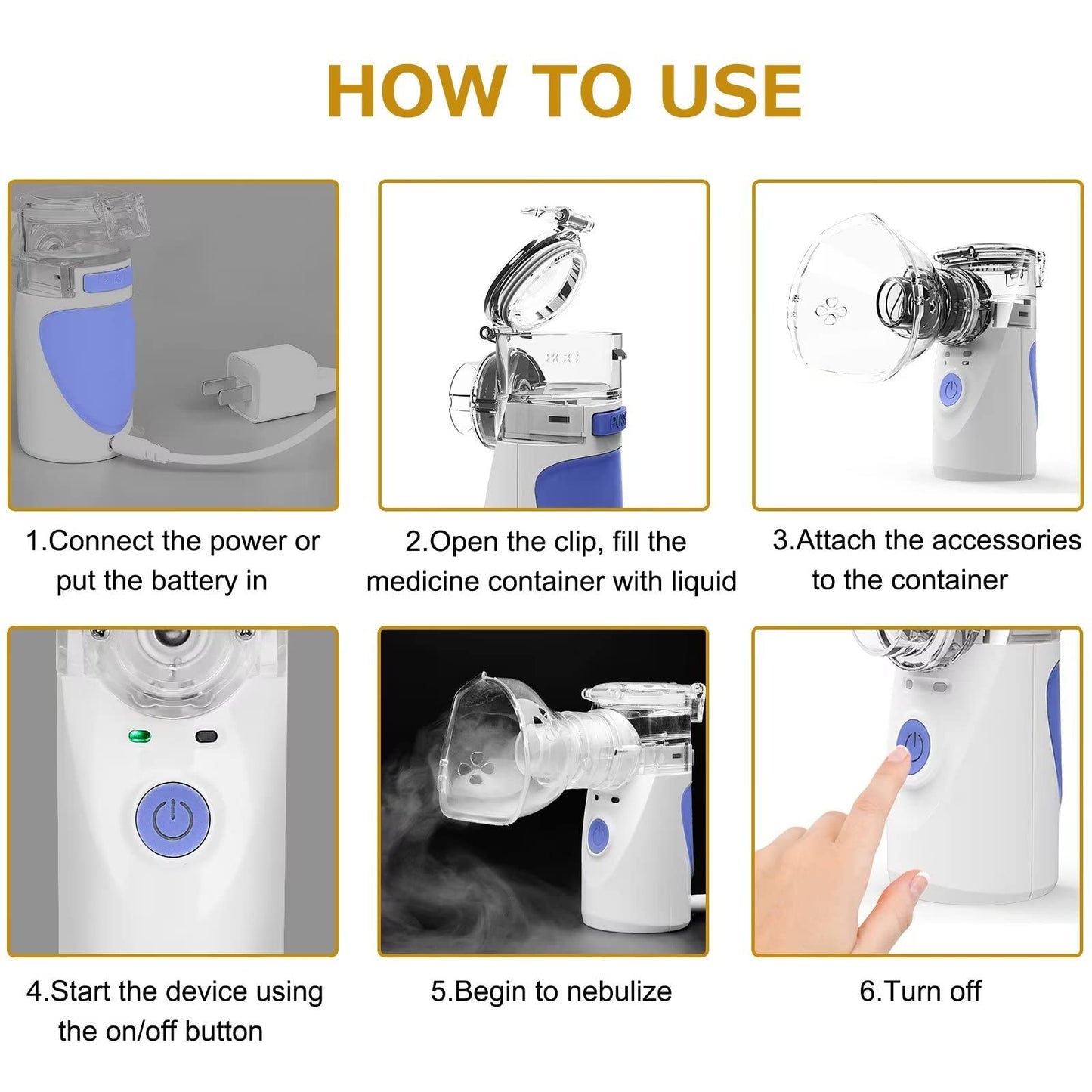 ASOMI Portable Nebulizer, Nebulizer Machine for Adults and Kids, Battery-Operated Nebulizer of Cool Mist, Ultrasonic Mesh Nebulizer for Breathing Problems, Used at Home, Office, Travel(Blue)