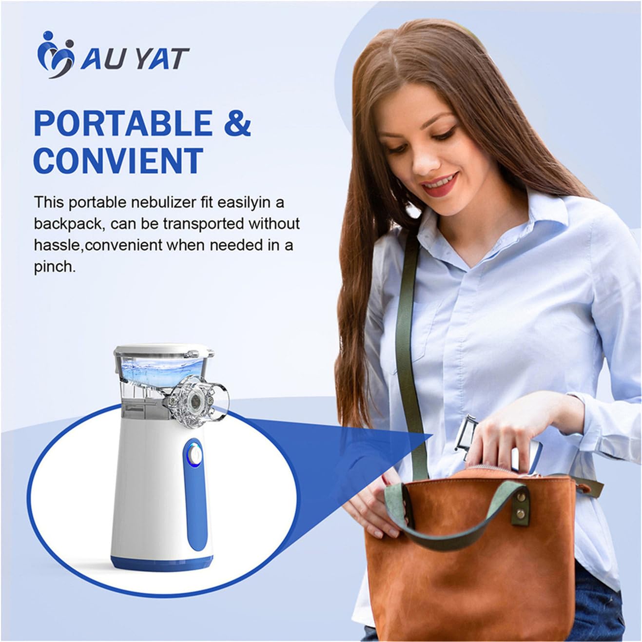 AU YAT Portable Nebulizer Machine for Adults Kids, USB-C Rechargeable Handheld Nebulizer for Breathing Treatment, 2 Adjustable Modes, Efficiency&Quiet, 3 Masks, Travel and Home Use