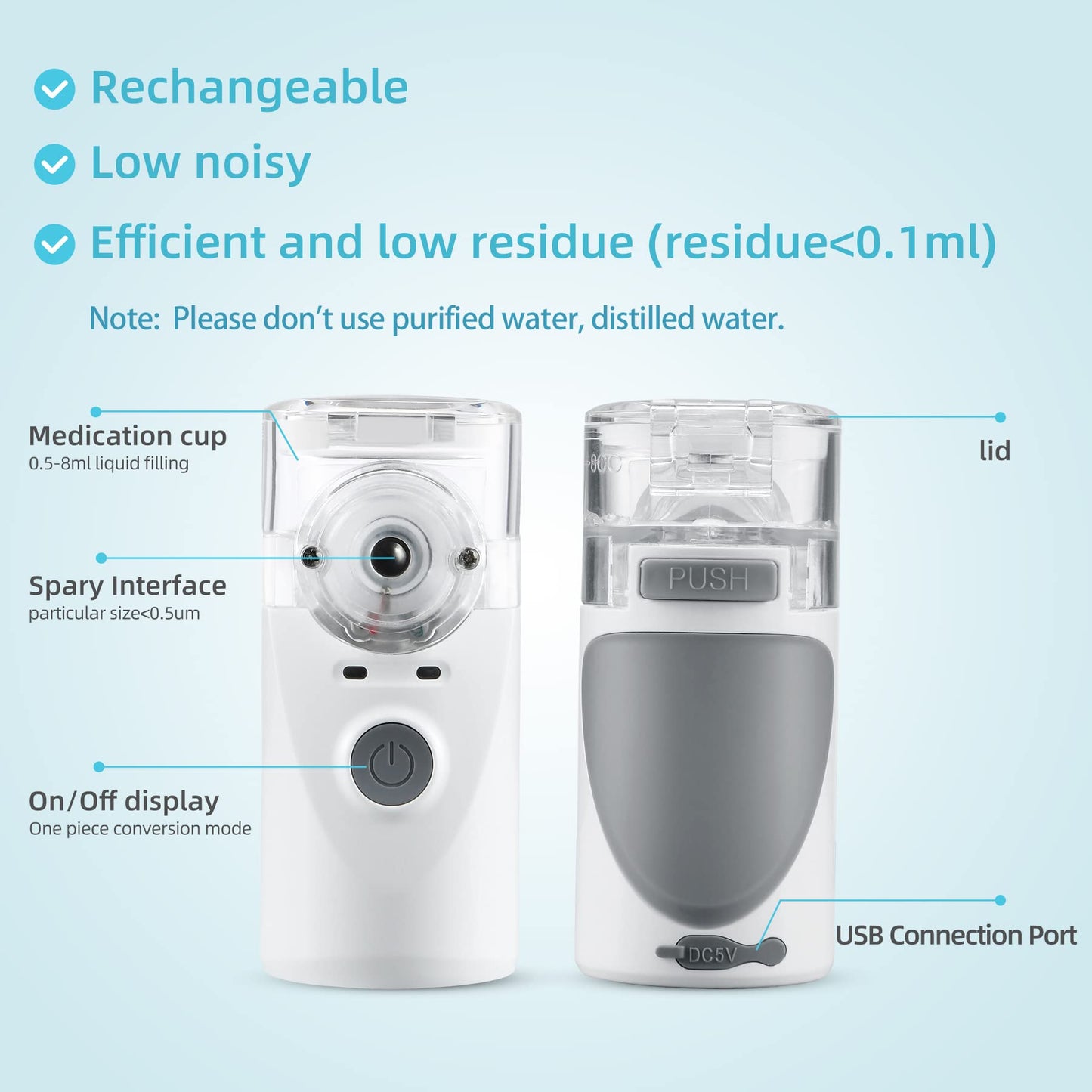 Audilo Nebulizer Machine for Kids and Adults - Portable Nebulizer, Ultrasonic Mesh Nebulizer Effective Treatment of Breathing Problems Personal Steam Inhaler for Home Travel Use