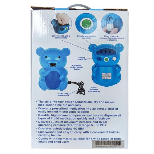 Blue Jay An Elite Healthcare Brand               Take a Breath Mr. Blue Bear Nebulizer Machine for Children, Advanced Breathing Treatment Compressor Nebulizer for Home Use Featuring Mr. Blue Bear Nebulizer and his Hibernation Carry Bag