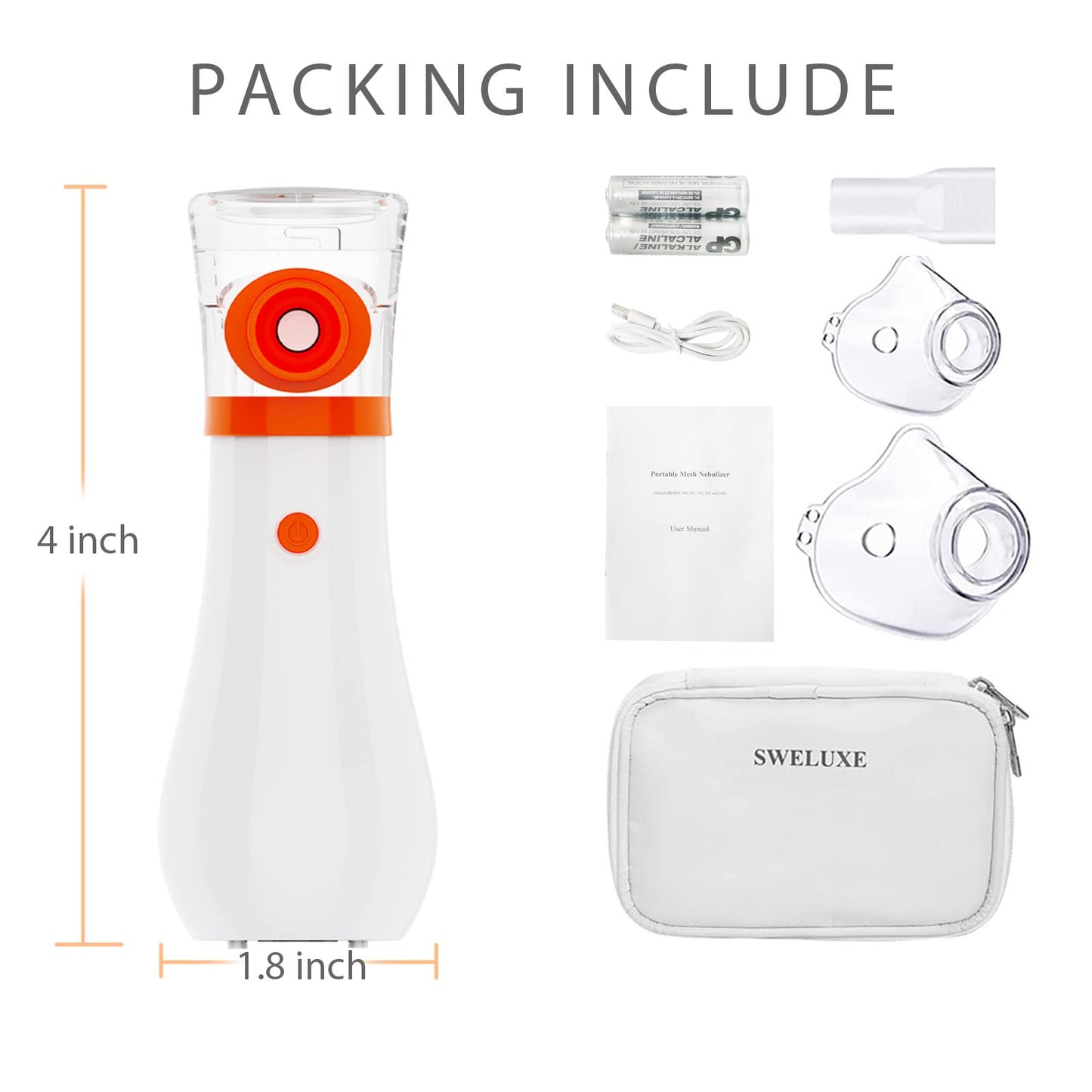 Sweluxe       Sweluxe Portable Nebulizer for Adults, Handheld Kids Nebulizer Machine 3 Speed Adjustable Steam Inhaler for Breathing Solution With Carring Case