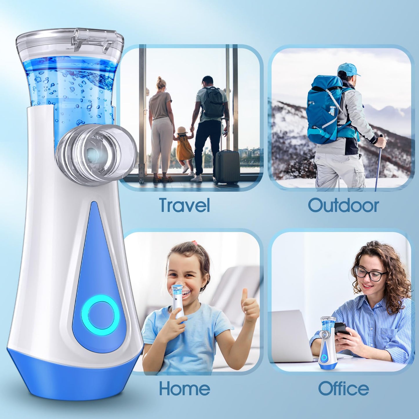 vegamile Portable Nebulizer Machine for Adults Kids, USB Rechargeable with Fine Atomized Particles,2 Working Modes,Effective Mesh Treatment of Breathing Problems Home Office Travel