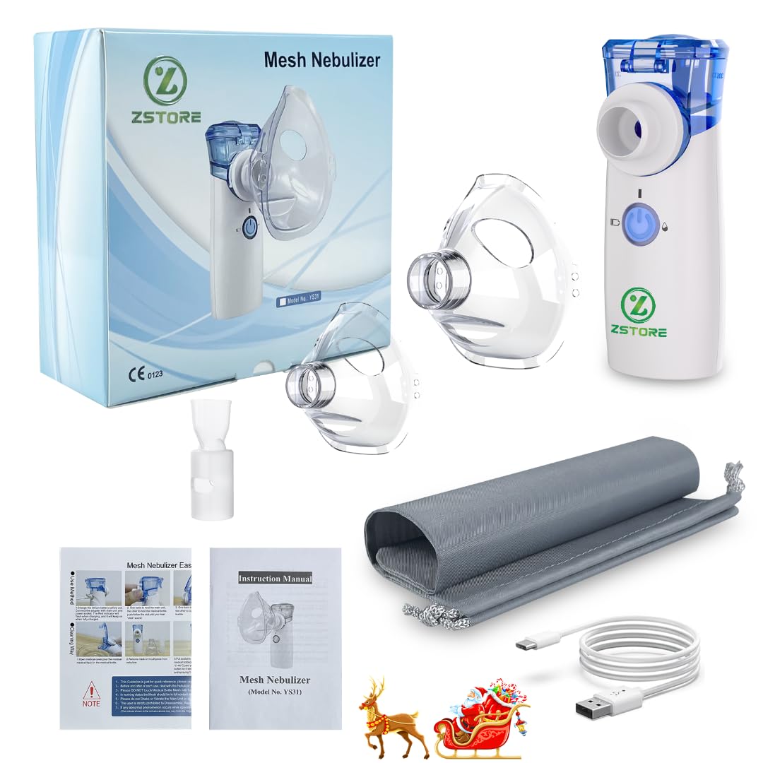 ZSTORE     𝐏𝐨𝐫𝐭𝐚𝐛𝐥𝐞 𝐍𝐞𝐛𝐮𝐥𝐢𝐳𝐞𝐫, 𝐑𝐞𝐜𝐡𝐚𝐫𝐠𝐞𝐚𝐛𝐥𝐞 Nebulizer for Kids & Adults, Adjustable Mist Nebulizer for Albuterol and Saline, FSA HSA Nebulizer for Asthma,COPD, CF, U.R.I at Home