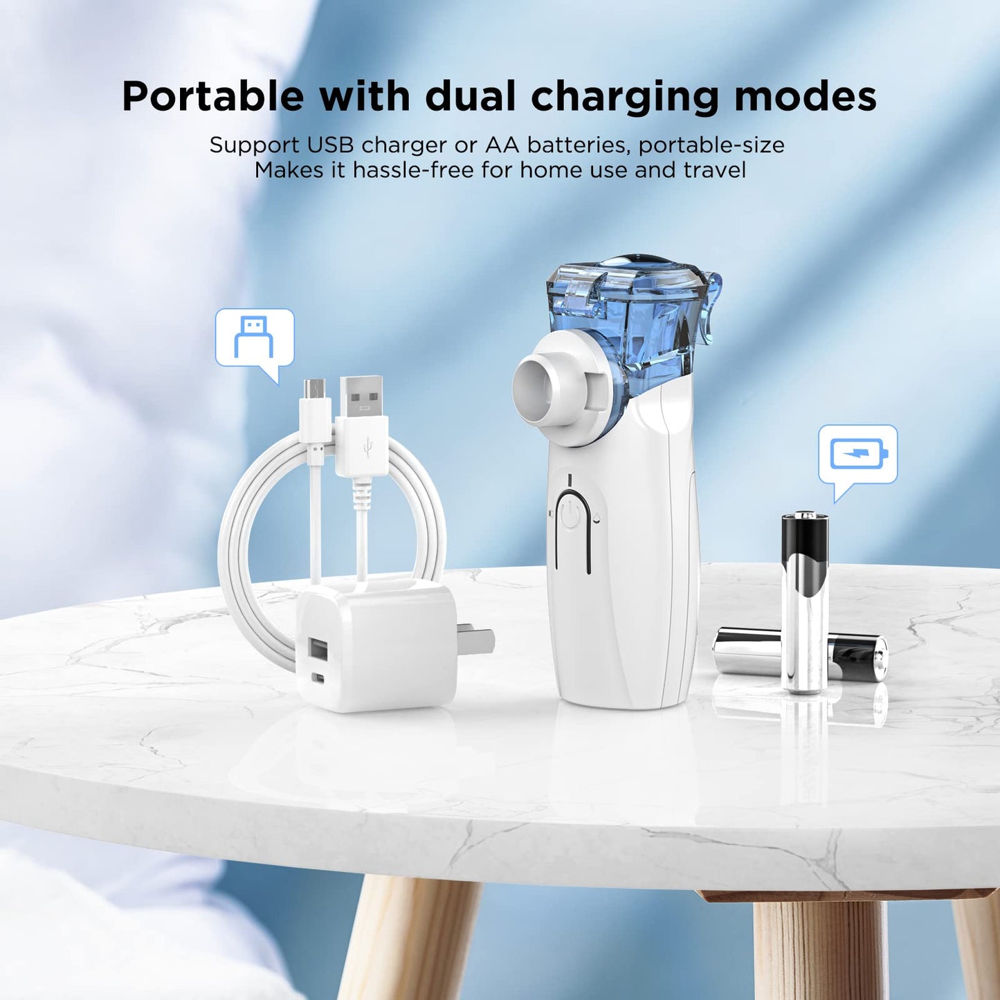 DOCLOGE	Portable Nebulizer - Nebulizer Machine for Adults and Kids, Mesh Nebulizer with Mouthpiece, Kids and Adults Mask for Travel and Home Usage