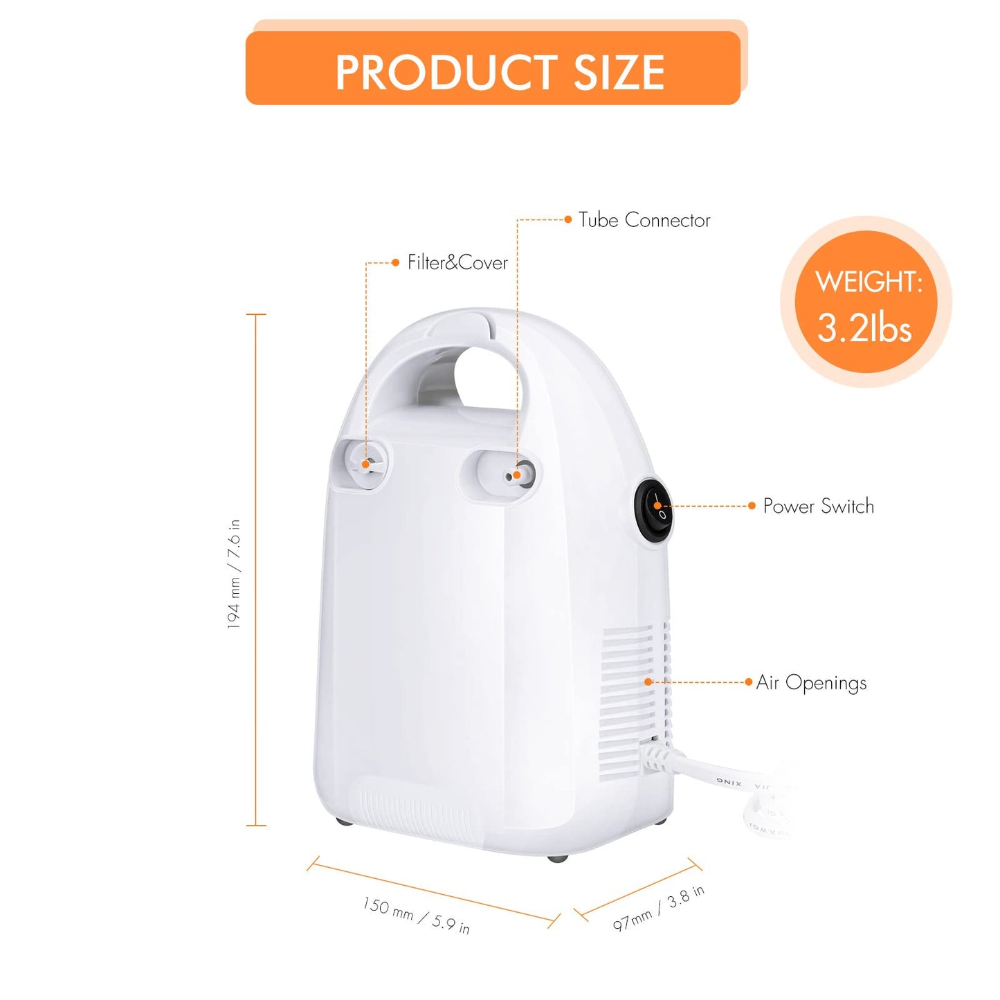 ZGjoib      Portable Nebulizer for Home and Travel Use - Handheld Mesh Machine with Strong, Cool Mist for Adults and Kids