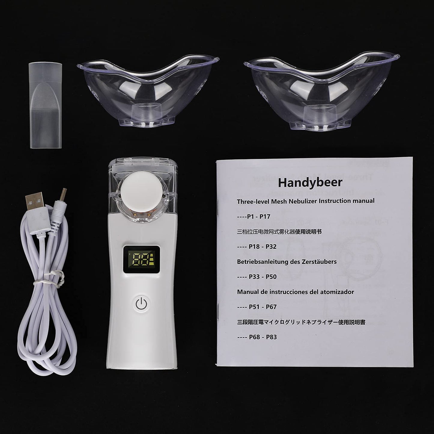 HandyBeer      Mini Portable Nebulizer, Handheld mesh Inhaler, Nebulizer for Kids Adult,Home Daily Travel.with Electricity Display, Self-Cleaning, 3μm.