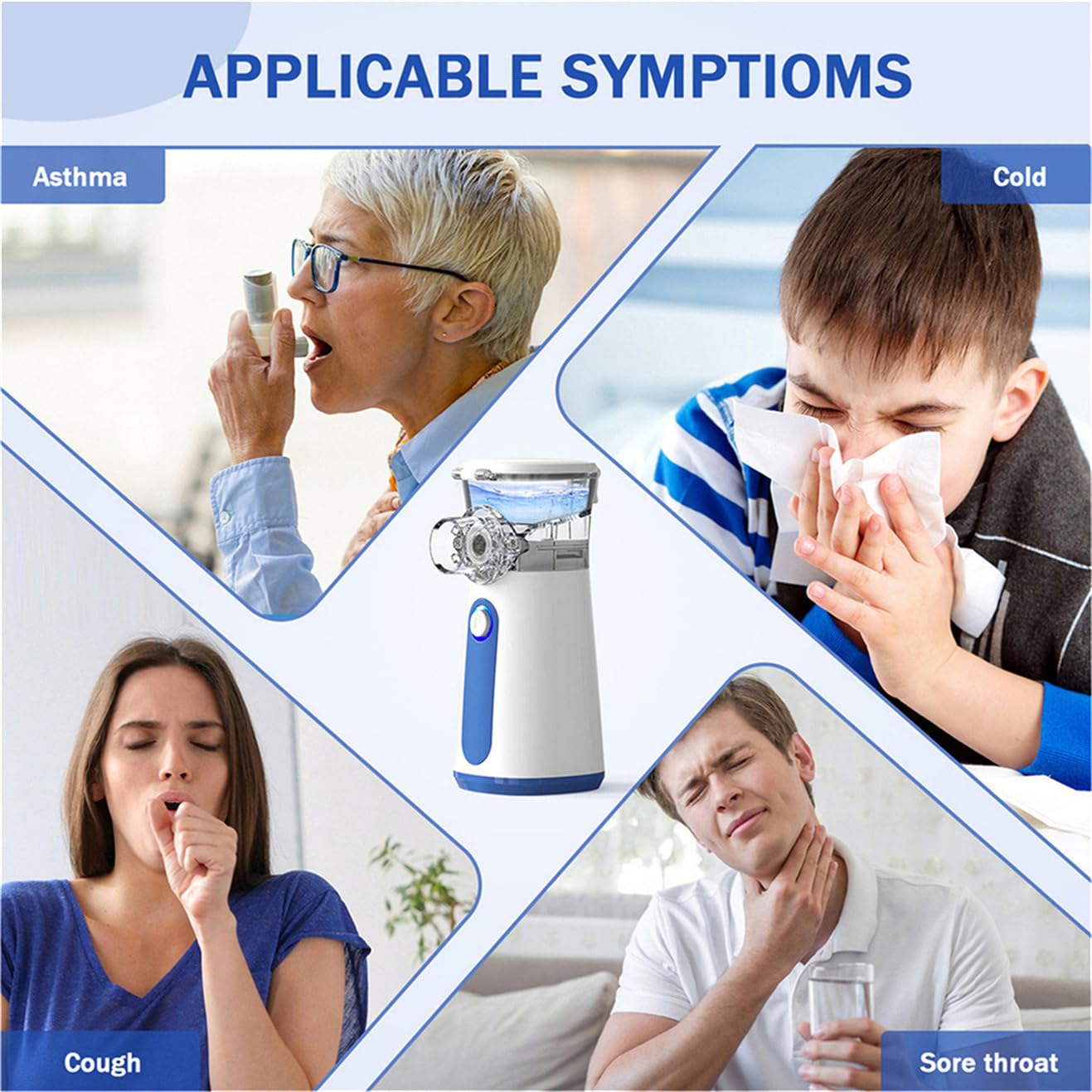 AU YAT Portable Nebulizer Machine for Adults Kids, USB-C Rechargeable Handheld Nebulizer for Breathing Treatment, 2 Adjustable Modes, Efficiency&Quiet, 3 Masks, Travel and Home Use