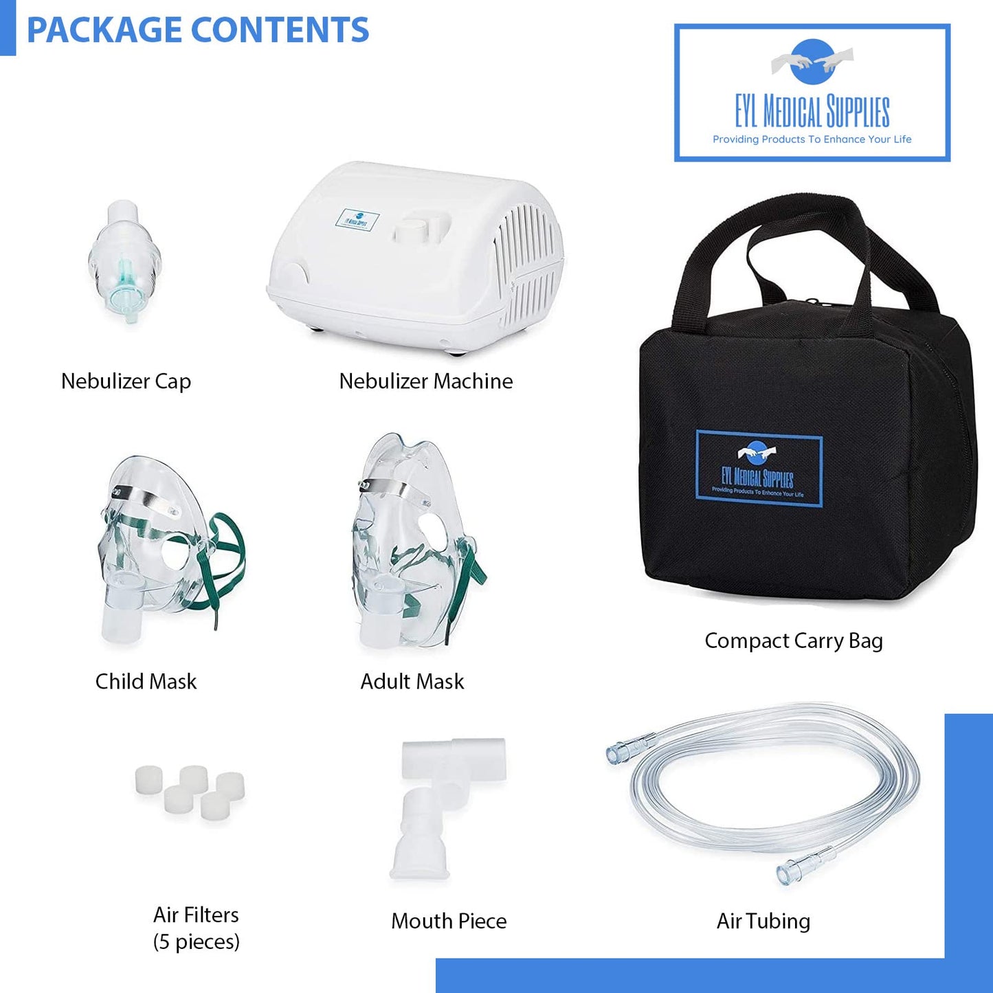 EYL Medical Supplies         Nebulizer Machine for Adults Kids,Portable Nebulizer, Jet Nebulizers Personal Steam Inhaler Cool Mist Compressor System Truneb Carry Bag