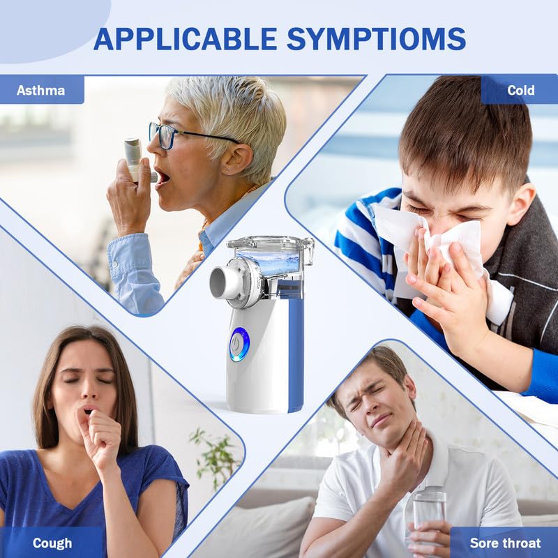 AU YAT Nebulizer, Nebulizer for Adults & Kids, Portable Nebulizer with 2 Masks & Mouthpiece, Quiet Working, 2 Adjustable Mode, Rechargeable Nebulizer Machine for Travel & Home Use